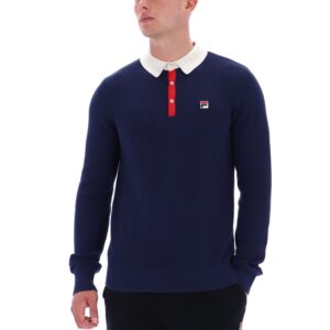 Fila Navy Nowell Waffle Knit Long Sleeve Polo – 4XL