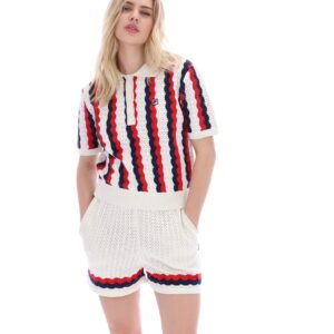 Porto Knitted Crochet Stripe Polo – XXL