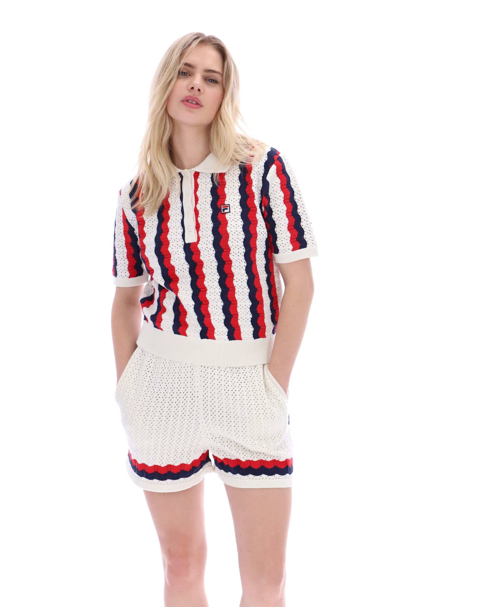 Porto Knitted Crochet Stripe Polo - XL