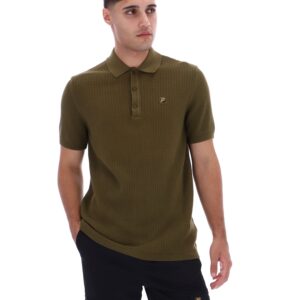 Dark Olive Sander Textured Knit Polo Shirt – 4XL