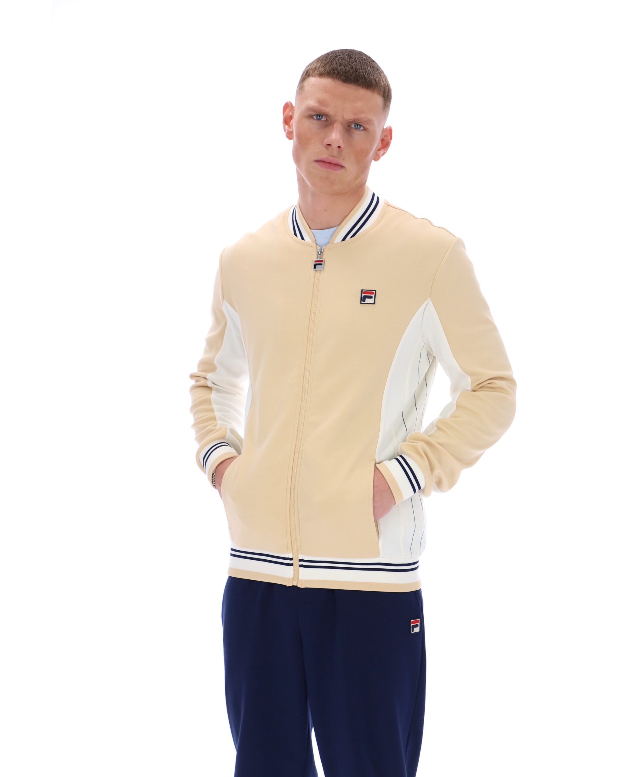 Classic Beige Settanta Baseball Track Top - XS
