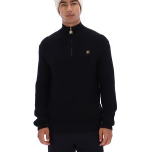 Black Stevie 1/4 Zip Funnel Neck Textured Knit – 4XL
