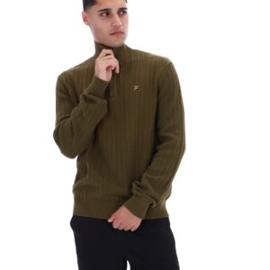 Dark Olive Stevie 1/4 Zip Funnel Neck Textured Knit – 4XL