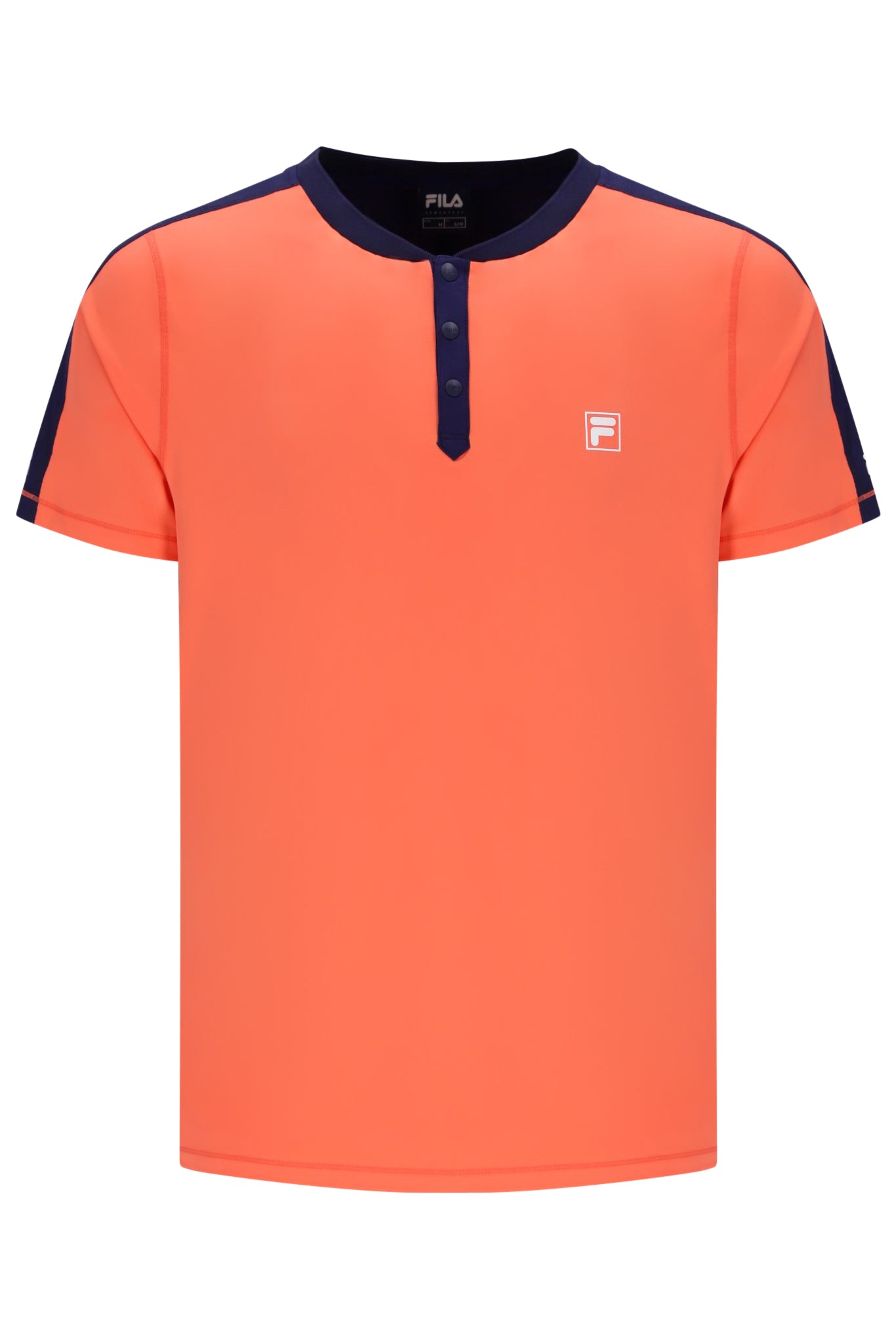 Neon Orange Men’s Henry Neck Tennis T-Shirt - M