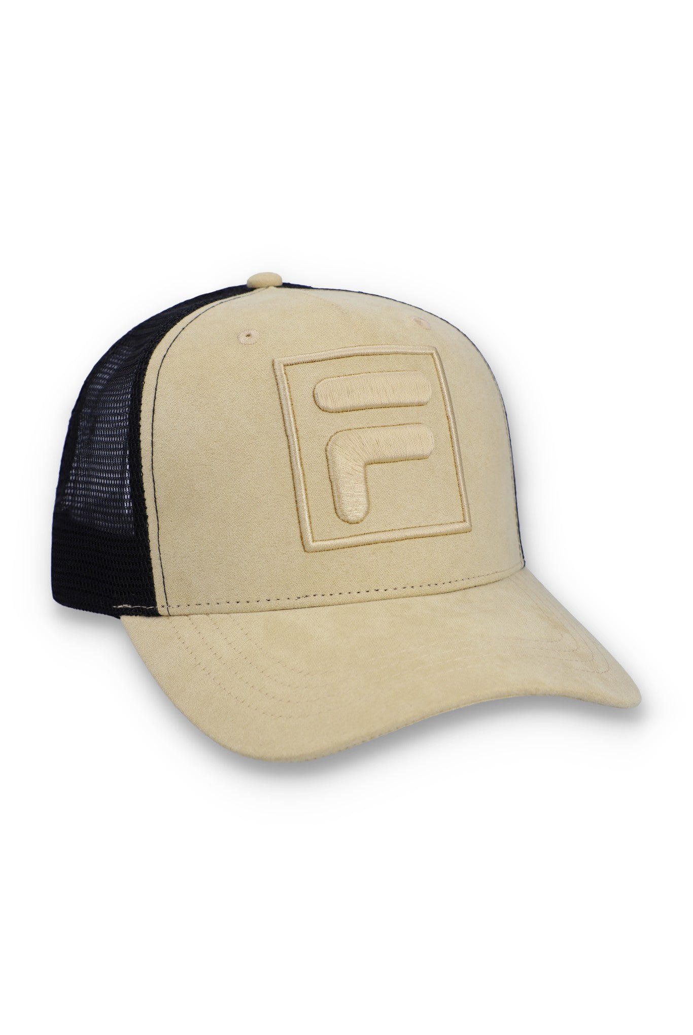 Classic Beige Turo Large F-Box Tonal Embroidered Suede Mesh-Back Cap - ONE