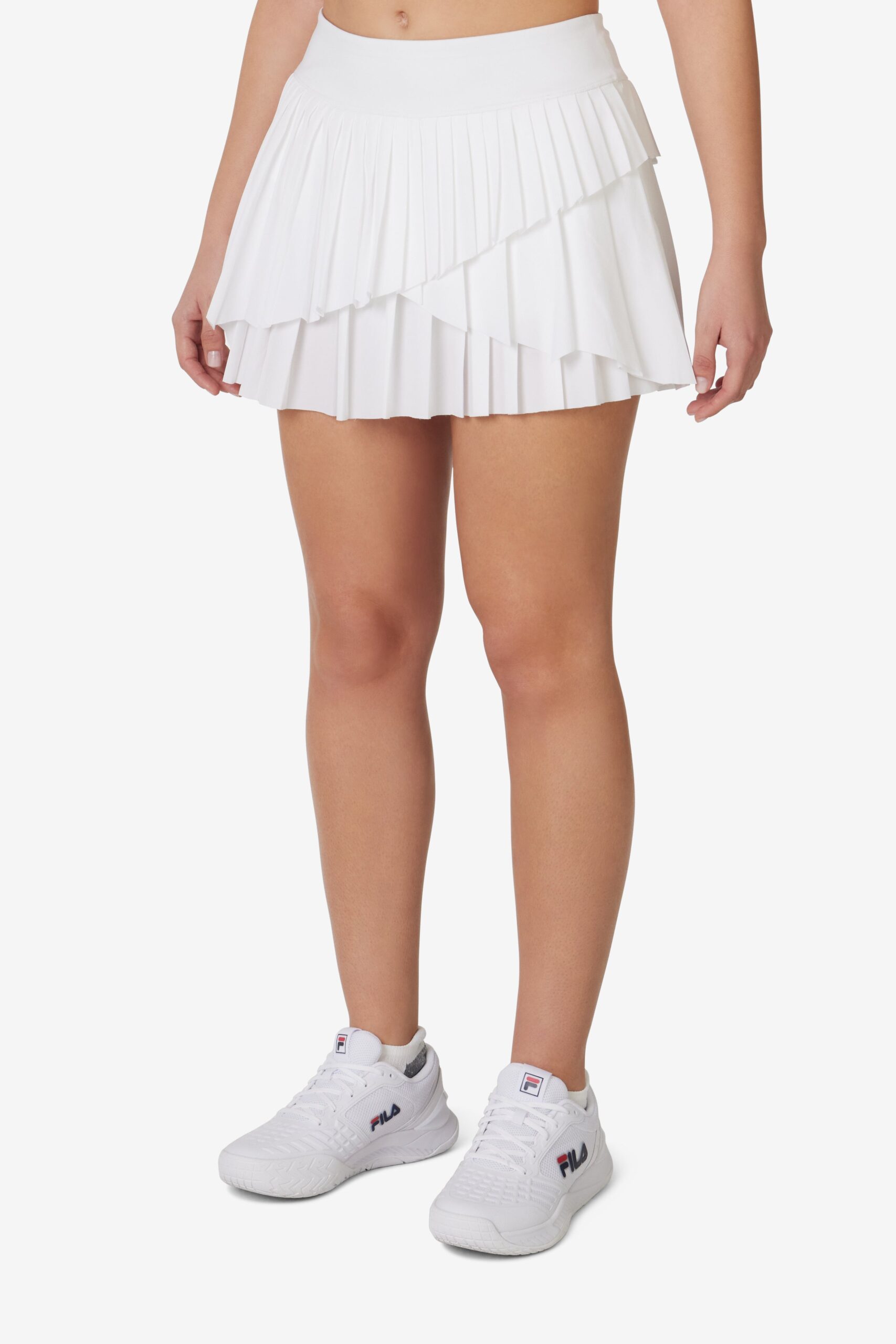 White Asymmetrical Pleated Tennis Skort - L