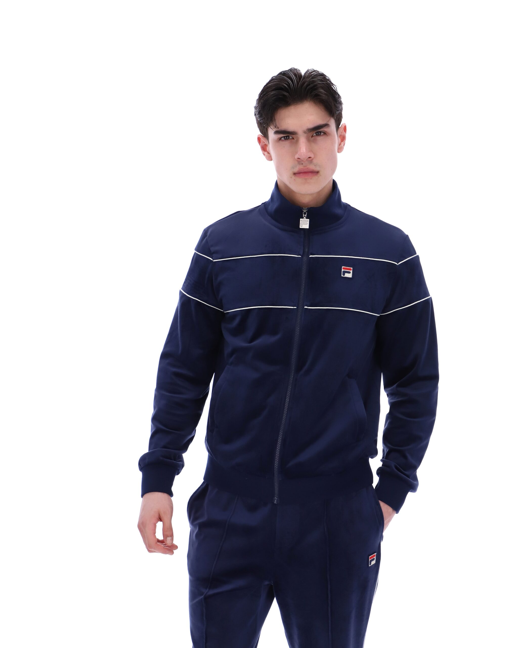 Fila Navy Vittorio Velour Track Top - L