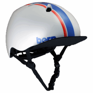 Bern Nino DVRT Youth Helmet – Satin White Racing Stripe