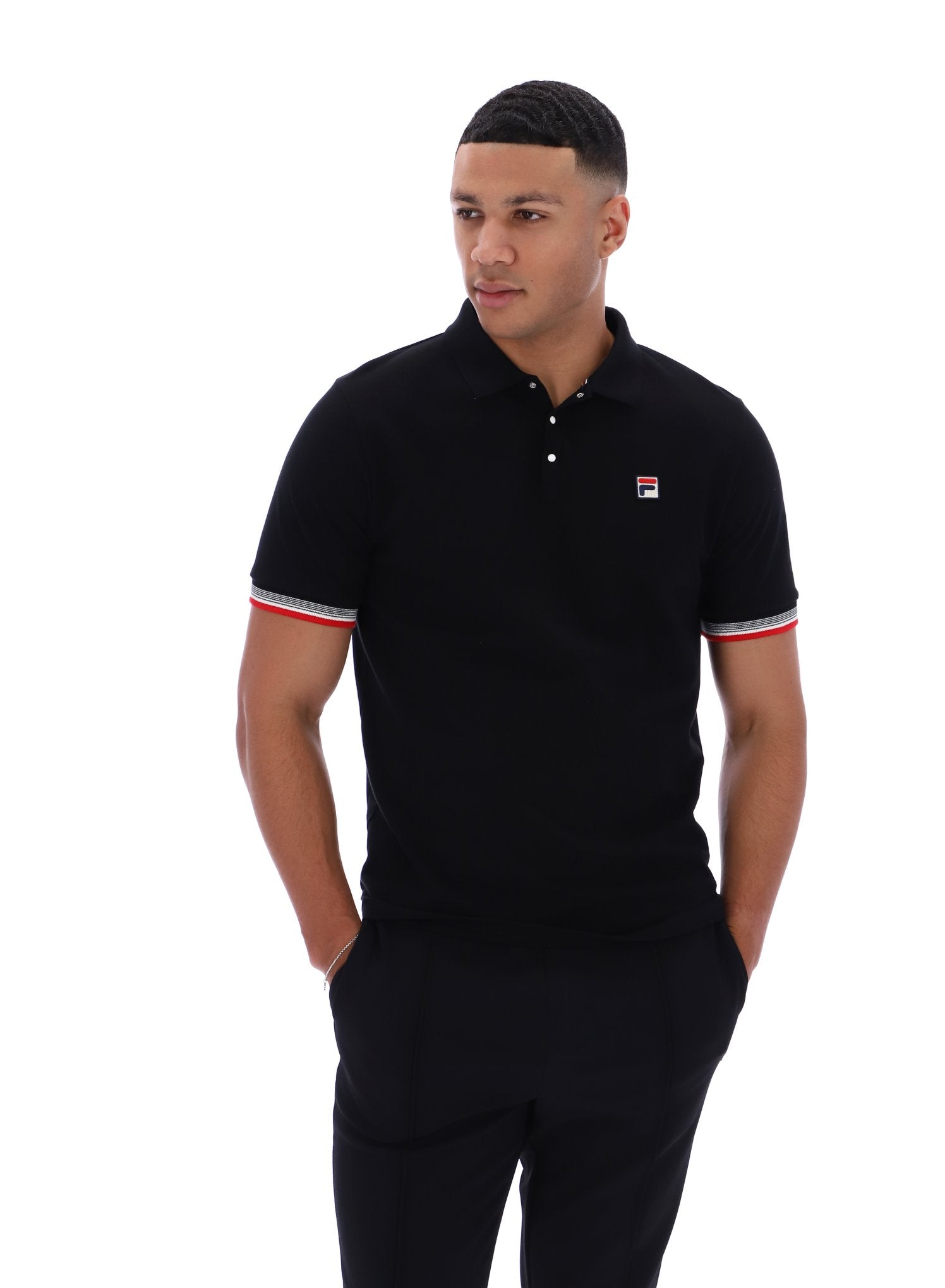 Black Zev Cuff Detail Polo - M