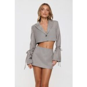 Desk To Dazzle Cropped Blazer Grey