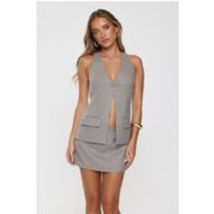 Desk To Dazzle Tailored Vest Top Grey