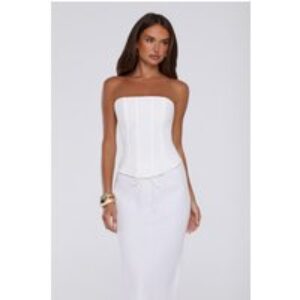 Gloss Goals Linen Blend Strapless Top White