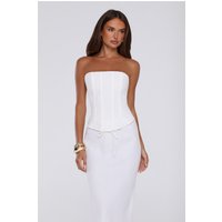 Gloss Goals Linen Blend Strapless Top White
