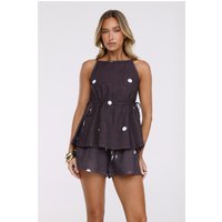 Sunlit Muse Polka Dot Top Brown