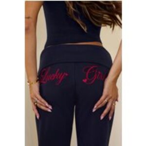 BASE Lucky Girl Fold Waist Pants Navy