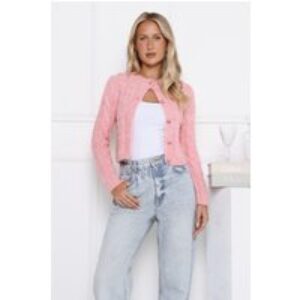 Rose Wool Blend Knit Cardigan Pink