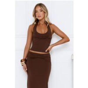 Not Your Business Halter Top Brown