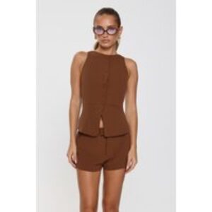 Structure Tailored Vest Top Brown