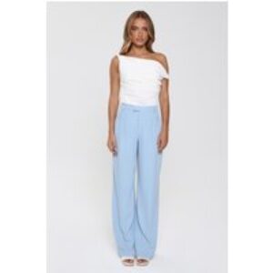Linear Mood High Rise Straight Leg Tailored Pants Blue