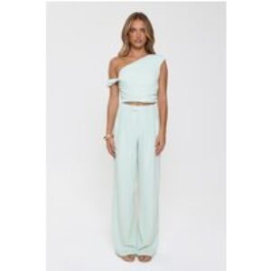 Linear Mood High Rise Straight Leg Tailored Pants Mint