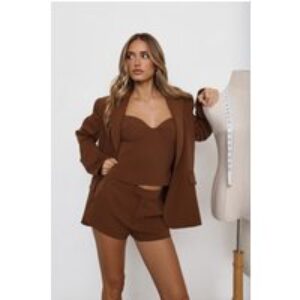 Classic Power Tailored Top Brown