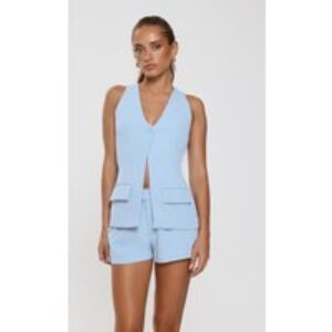 Monochrome Mood Tailored Vest Top Blue