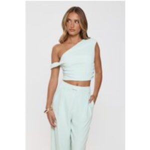 The Edit Tailored Off Shoulder Crop Top Mint