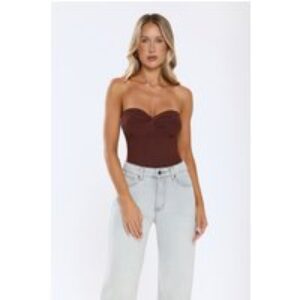 Dusk Radiance Strapless Ribbed Top Chocolate