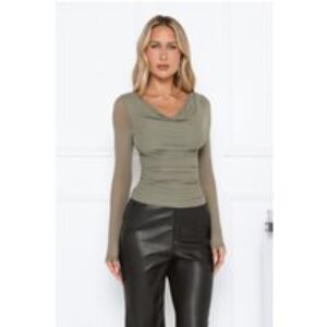 Glow Up After Dark Mesh Long Sleeve Top Sage
