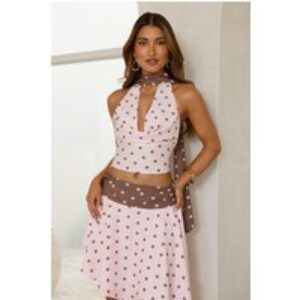 Little Dotted Love Halter Top Pink