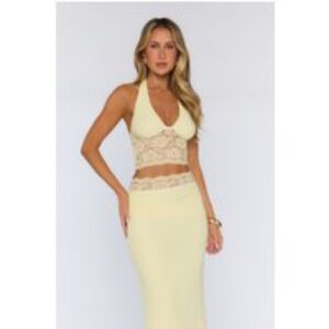 Style That Stays Halter Lace Crop Top Yellow