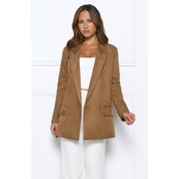 Effortlessly Professional Suede Long Sleeve Blazer Brown