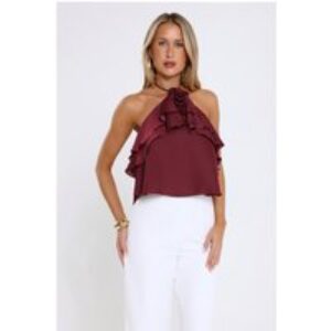 Floral Pop Halter Top Merlot