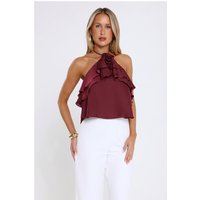 Floral Pop Halter Top Merlot