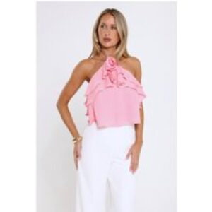 Floral Pop Halter Top Pink