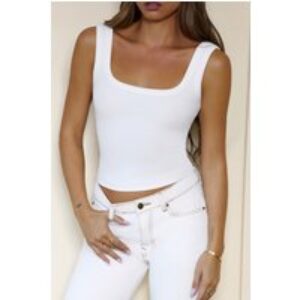 BASE Luxe Rib Thick Strap Tank Top Ivory