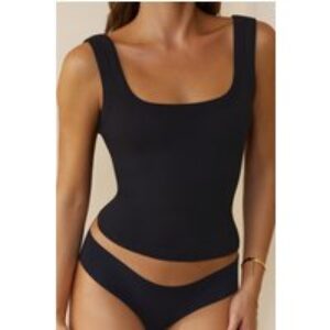 BASE Luxe Rib Thick Strap Tank Top Black