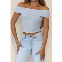 BASE Luxe Rib Off Shoulder Top Blue