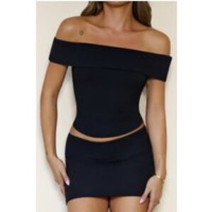 BASE Luxe Rib Off Shoulder Top Black
