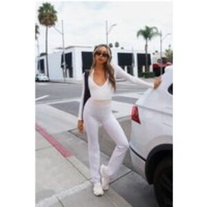 BASE Contour Ballerina Wrap Long Sleeve Crop Top White