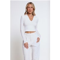 BASE Form Luxe Knit Collared Long Sleeve Top White