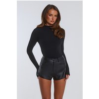 BASE Form Luxe Knit Simple High Neck Long Sleeve Top Black