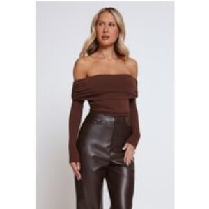 Mind Made Up Off Shoulder Long Sleeve Top Chocolate