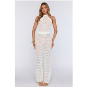 Palm Shade Knit Pants White