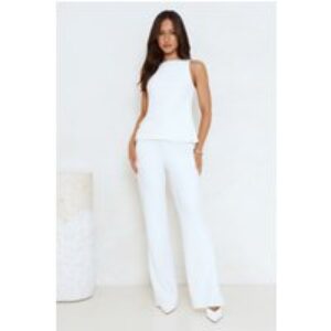 Refined Edge High Rise Straight Leg Tailored Pants White