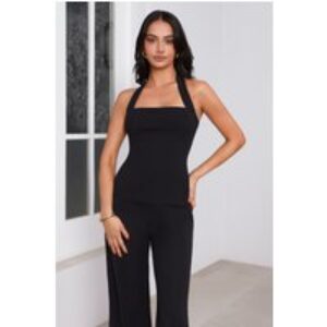 Modern Code Tailored Halter Top Black