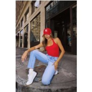BASE Luxe Rib Simple Silhouette Halter Top Red