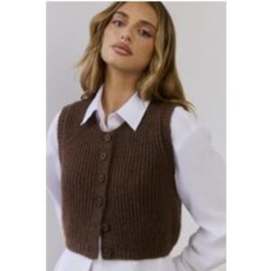 Cosy Cabin Knit Vest Brown