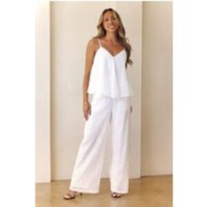 Bayside Daydreaming Embroidered Pants White