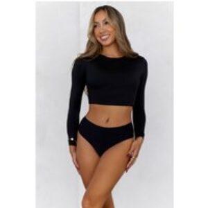 BASE Errands All Day Long Sleeve Crop Top Black